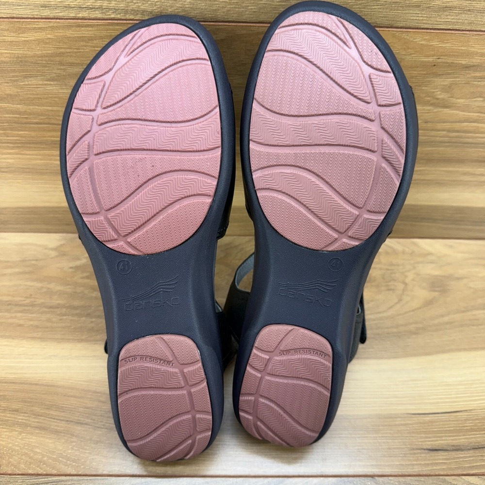 Dansko Iris Sandals 11 EU 41 Black Leather Comfort Ankle Strap Flats - Picture 9 of 12
